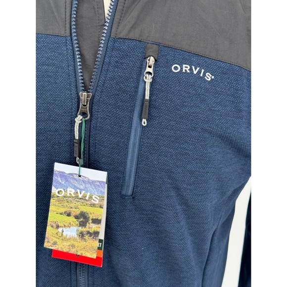 Orvis Men's Bonded Mesh Full Zip Jacket Fleece Lined Blue Size M - Picture 2 of 15